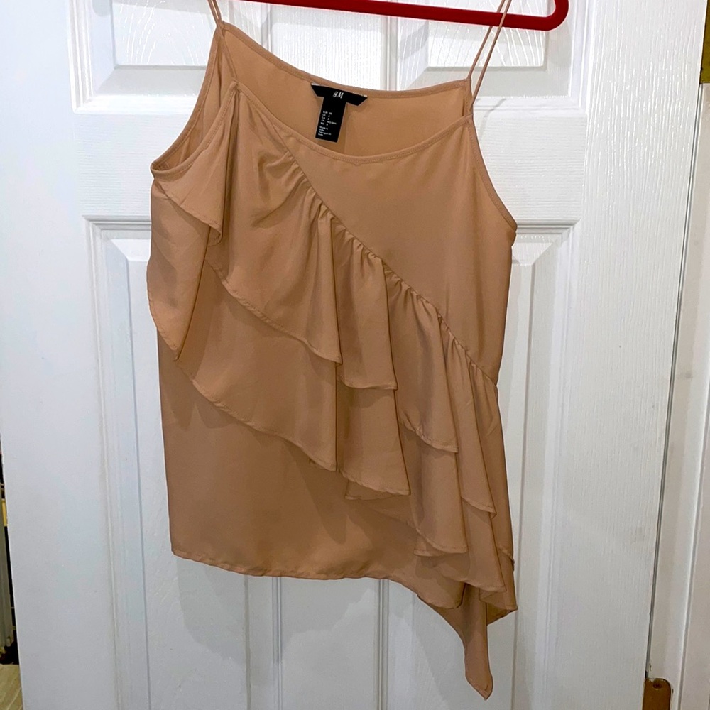 H&M Ruffle Spaghetti-Strap Camisole - dust pink